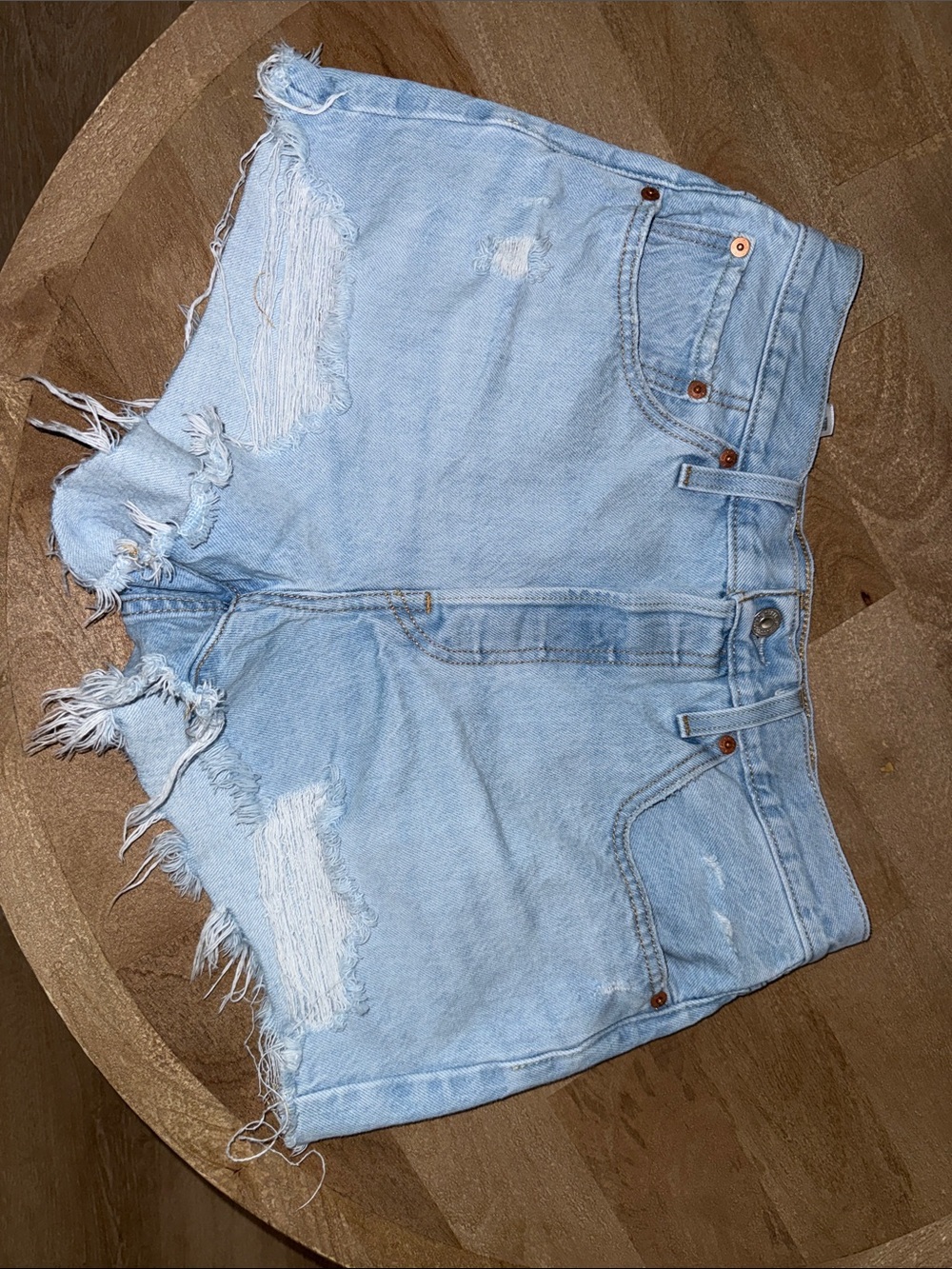 Levi’s 501 Light Wash Distressed Denim Jean Shorts - Casual Summer Staple